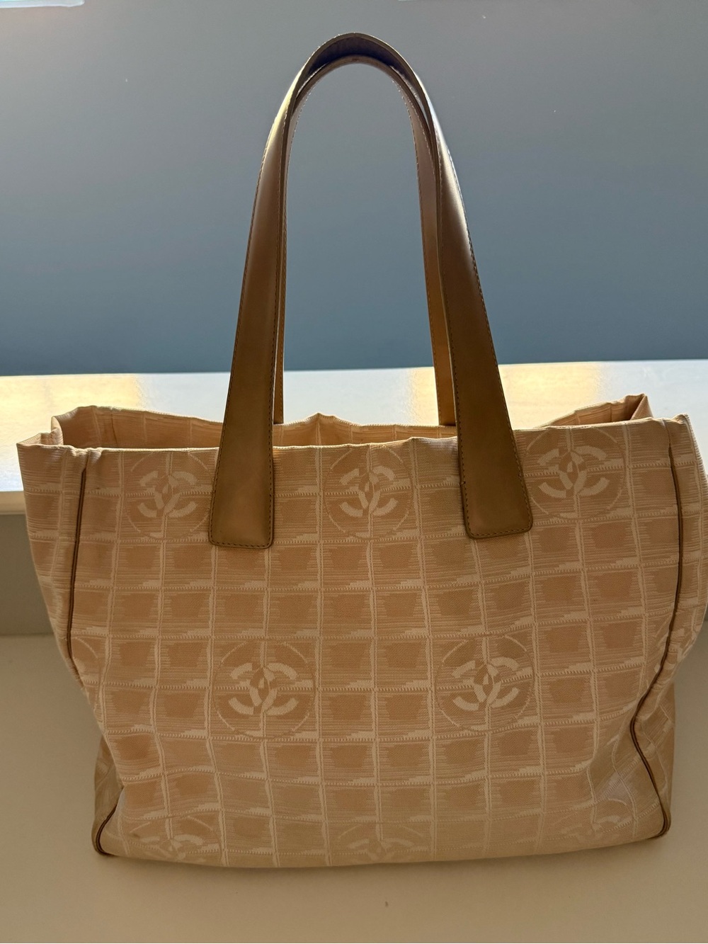 Authentic Chanel Travel Line Beige Tote